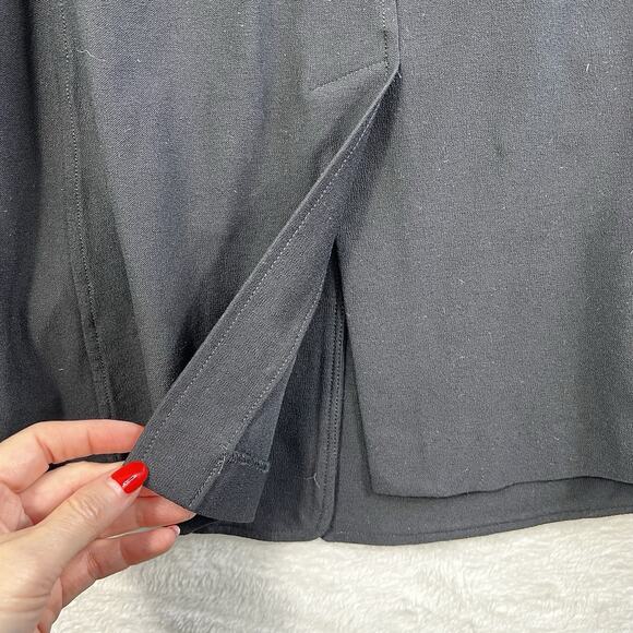 EILEEN FISHER L Large Washable Stretch Crepe Jacket Single Button Long Black - Picture 13 of 14